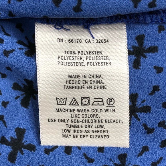 Maeve Blue Faux Wrap Pattern Blouse 0 - Picture 4 of 8